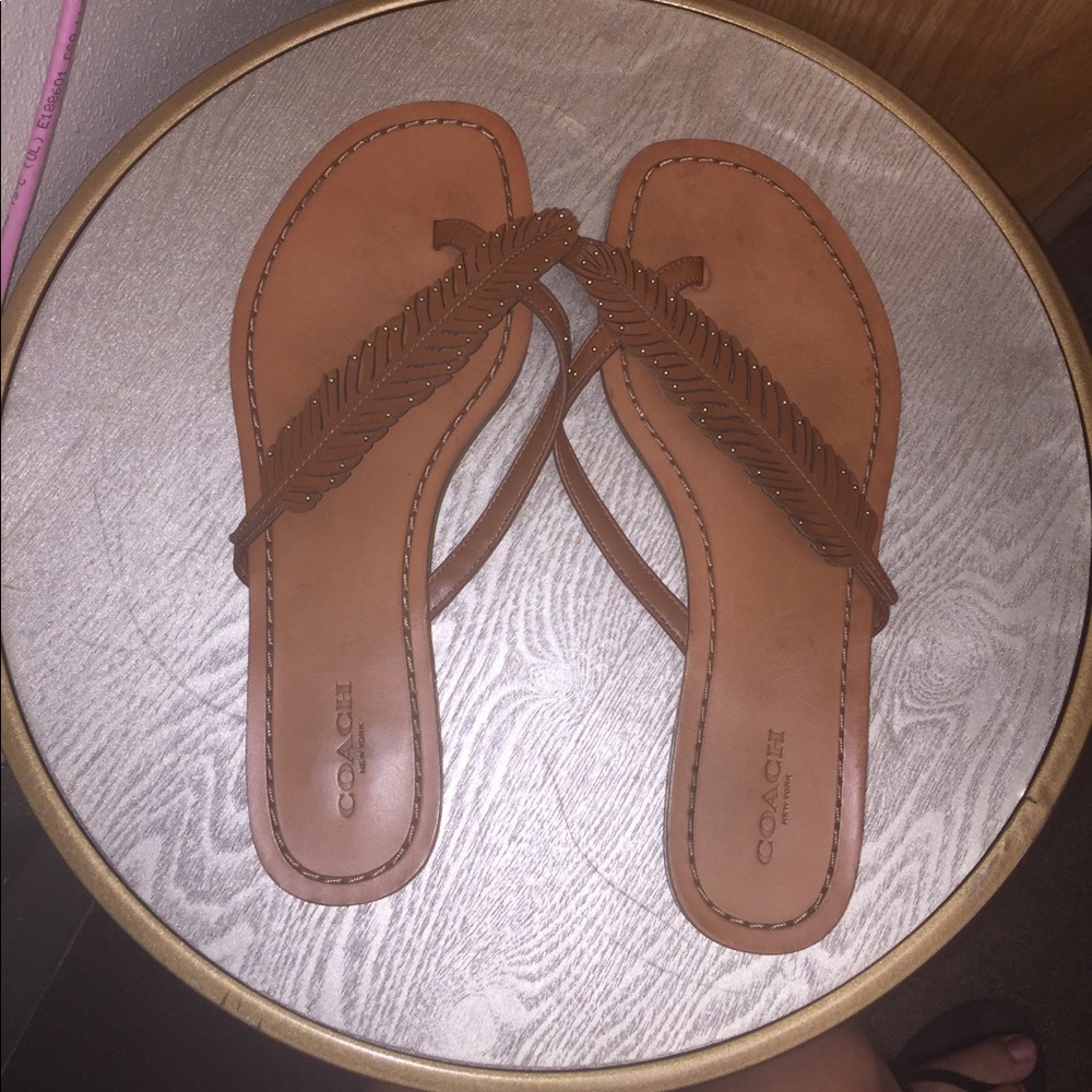 Coach feather slippers